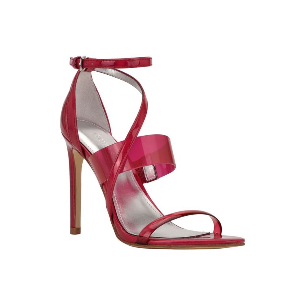 GUESS Womens Red Transparent Felecia Almond Stiletto Heeled Sandal 6.5 M